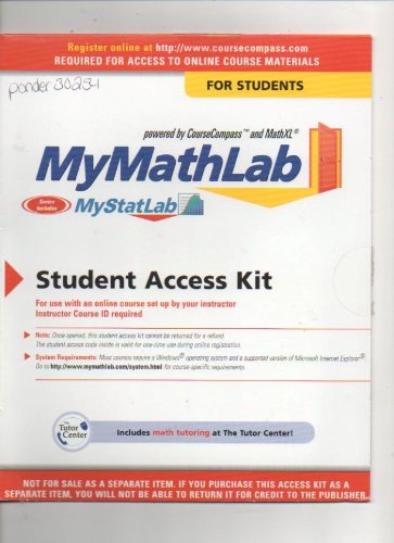 Book Mymathlab Mystatlab Student Access Kit free