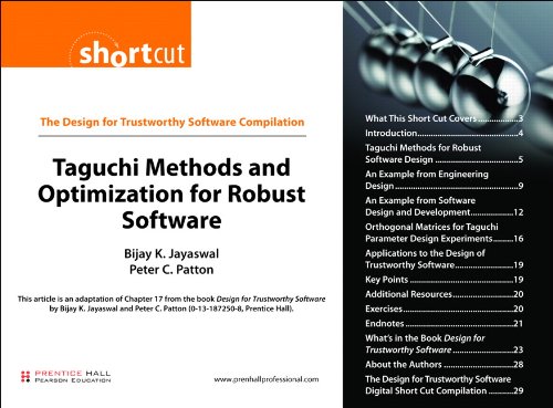 Book Taguchi Methods and Optimization for Robust Software free