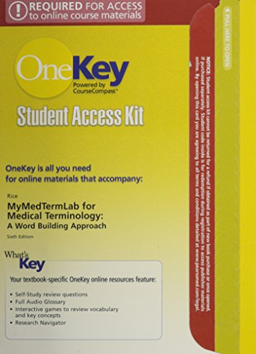 Book Onekey Coursecompass, W/ Mymedtermlab Access Code Code, Medical Ternminology free