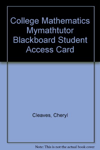 Book Mymathtutor In Blackboard, Student Access Card, College Mathematics free
