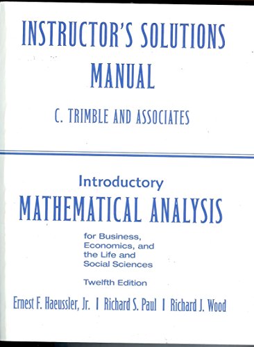 Book ISM * Introductory Mathematical Anal. for Bus., Econ., and the Life and Soc. Sci. free