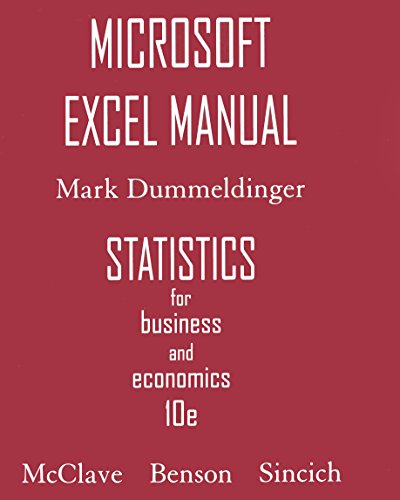 Book Microsoft Excel Manual for Statistics for Business & Economics free