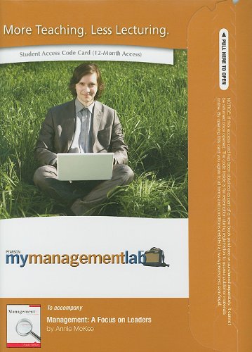Book Mymanagementlab Student Access Code Card For Management: A Focus On Leaders (mymanagementlab (access Codes)) free