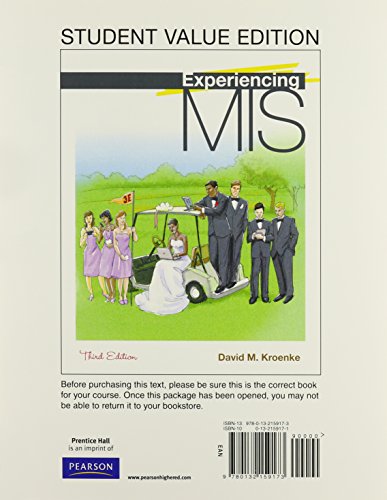 Book Experiencing Mis, Student Value Edition Plus Mymislab With Pearson Etext -- Access Card Package (3rd Edition) free