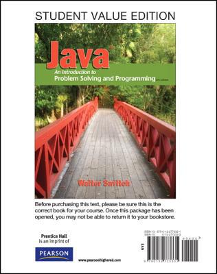 Book Student Value Edition for Java: An Introduction to Problem Solving and Programming (6th Edition) free