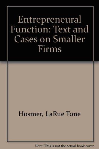Book The entrepreneurial function: Text and cases on smaller firms free