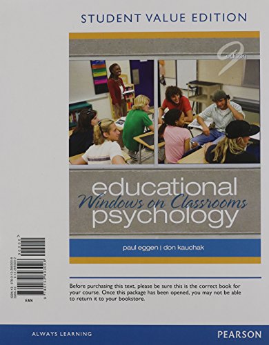Book Educational Psychology: Windows on Classrooms, Student Value Edition Plus NEW MyEducationLab with Pearson eText -- Standalone Access Card Package (9th Edition) free