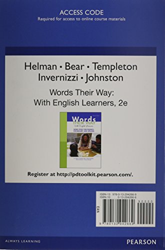 Book PDToolKit -- 12-month Extension Standalone Access Card -- for Words Their Way with English Learners: Word Study for Phonics, Vocabulary, and Spelling (2nd Edition) (Words Their Way Series) free