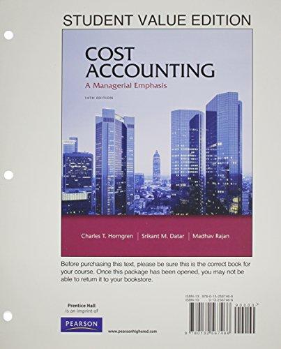 Book Cost Accounting, Student Value Edition / MyAccountingLab with Pearson eText Access Card (14th Edition) free
