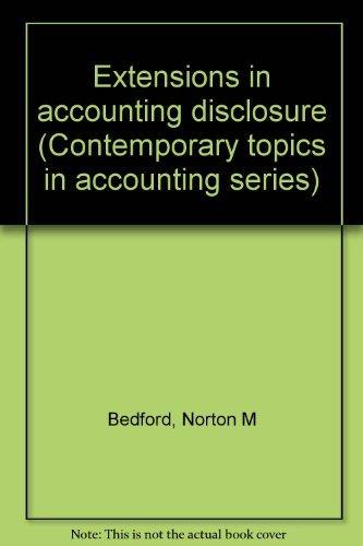 Book Extensions in accounting disclosure (Contemporary topics in accounting series) free