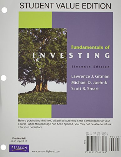Book Fundamentals Of Investing, Student Value Edition Plus New Myfinancelab With Pearson Etext -- Access Card  Package (11th Edition) free