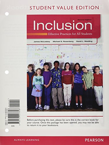 Book Inclusion: Effective Practices for All Students, Student Value Edition Plus NEW MyEducationLab with Pearson eText -- Access Card Package free