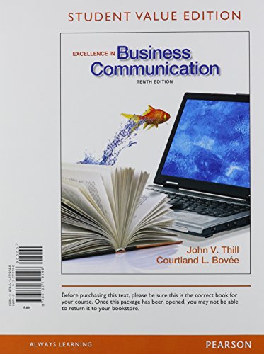 Book Excellence in Business Communication, Student Value Edition Plus 2012 Mybcommlab with Pearson Etext -- Access Card Package free