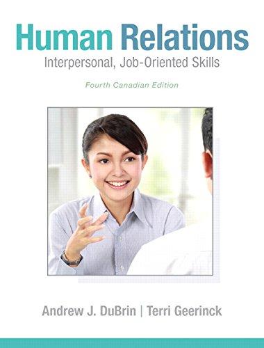 Book Human Relations: Interpersonal, Job-Oriented Skills, Fourth Canadian Edition (4th Edition) free