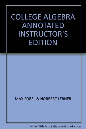 Book COLLEGE ALGEBRA ANNOTATED INSTRUCTOR'S EDITION free
