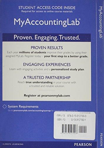 Book NEW MyAccountingLab with Pearson eText-- Standalone Access Card -- for Horngren's Accounting, The Managerial Chapters (MyAccountingLab (Access Codes)) free