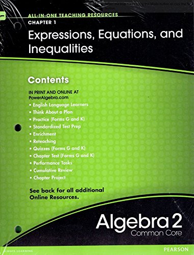 Book Algebra 2, Common Core, All-In-One Teaching Resources, Set of 14 Chapters, 9780133188431, 0133188434, 2015 free