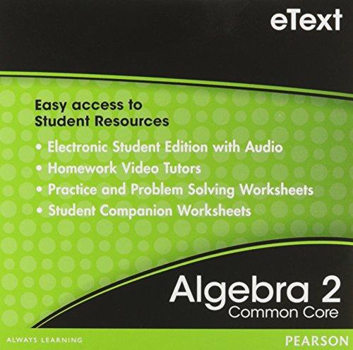 Book PRENTICE HALL COMMON CORE ALGEBRA 2 STUDENT EDITION EBOOK ON CD ROM GRADE 10/11 free