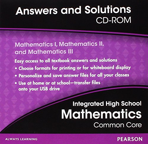 Book HIGH SCHOOL MATH 2014 COMMON CORE INTEGRATED MATH ANSWERS AND SOLUTIONS CD GRADES 8/11 free
