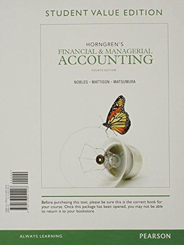 Book Horngren's Financial & Managerial Accounting, Student Value Edition (4th Edition) free