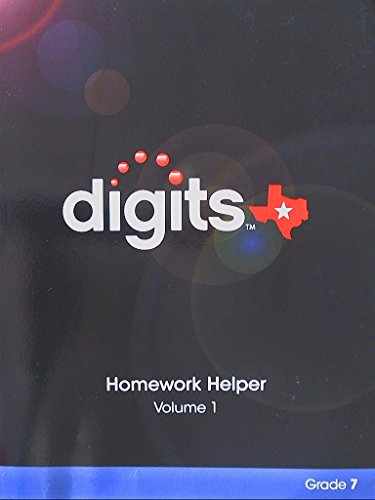 Book Digits, Homework Helper, Volume 1 Grade 7, Texas Edition, 9780133269949, 0133269949 free