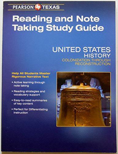 Book Pearson Texas United States History: Colonization Through Reconstruction Grade 8 Reading and Note Taking Study Guide free