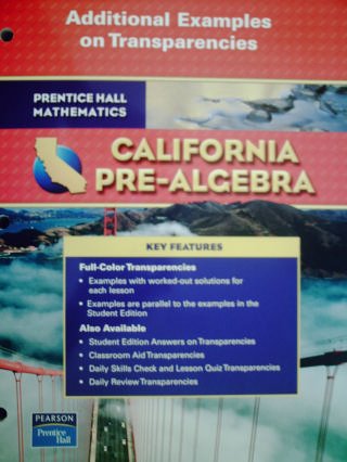 Book California Pre-algebra Additional Examples On Transparencies (prentice Hall Mathematics) free
