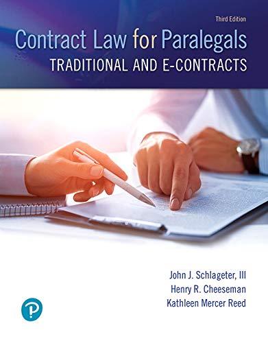Book Contract Law for Paralegals: Traditional and e-Contracts free