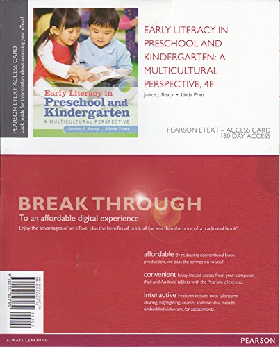 Book Early Literacy in Preschool and Kindergarten: A Multicultural Perspective, Pearson eText -- Access Card free