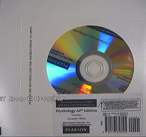Book Instructor's Resource DVD with Interactive PowerPoints for Psychology AP Edition, Fourth Edition, 9780133856095, 0133856097, Copyright 2015 free