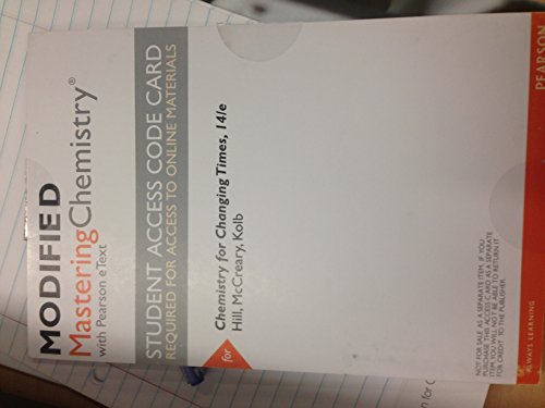 Book Modified MasteringChemistry with Pearson eText -- ValuePack Access Card -- for Chemistry for Changing Times free