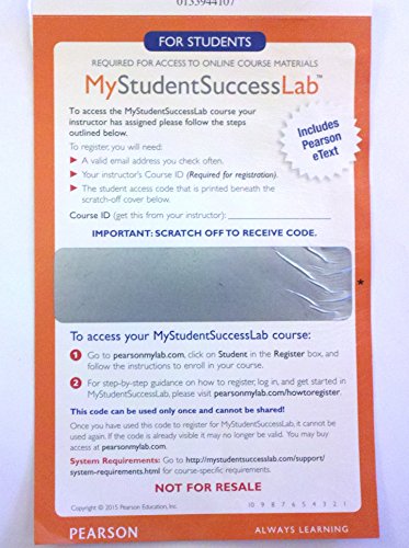 Book MyLab Student Success with Pearson eText -- Glue in Access Card free