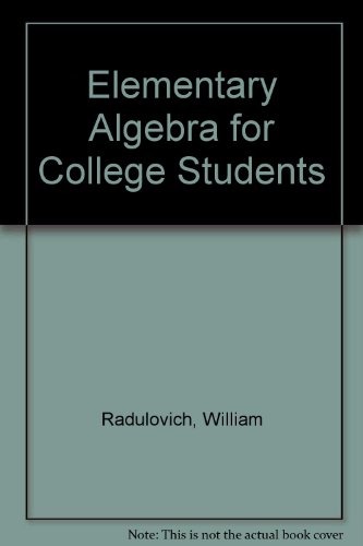 Book Elementary Algebra for College Students free