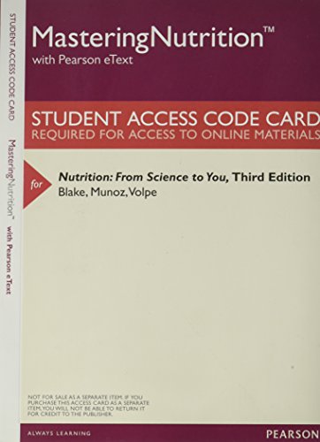 Book Mastering Nutrition Plus My Dietanalysis With Pearson Etext Access Code Card: From Science to You free