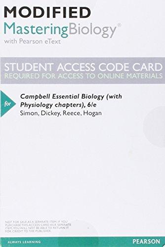 Book Modified MasteringBiology with Pearson eText -- ValuePack Access Card -- for Campbell Essential Biology (with Physiology chapters) free
