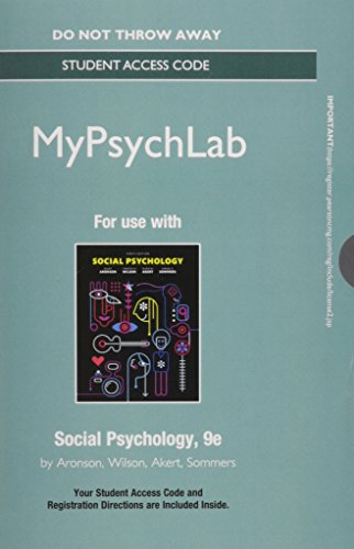 Book NEW MyLab Psychology without Pearson eText -- Standalone Access Card -- for Social Psychology (9th Edition) free