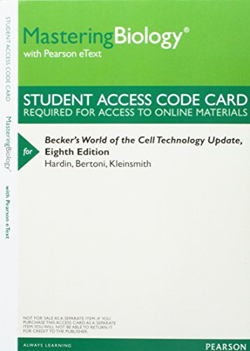 Book MasteringBiology with Pearson eText -- ValuePack Access Card -- for Becker's World of the Cell Technology Update free