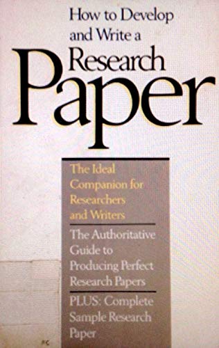 Book How To Develop And Write A Research Paper free