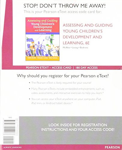 Book Assessing and Guiding Young Children's Development and Learning, Enhanced Pearson eText -- Access Card free