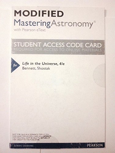 Book Modified MasteringAstronomy with Pearson eText -- ValuePack Access Card -- for Life in the Universe free