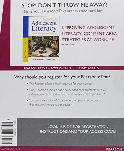 Book Improving Adolescent Literacy: Content Area Strategies at Work, Enhanced Pearson eText -- Access Card (4th Edition) free