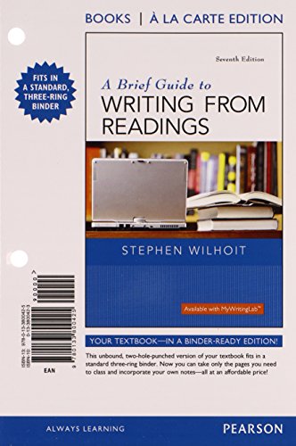 Book A Brief Guide to Writing from Readings, Books a la Carte Edition Plus MyWritingLab with Pearson eText - Access Card Package (7th Edition) free