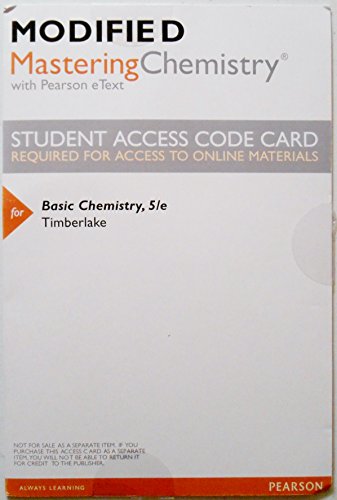 Book Modified MasteringChemistry with Pearson eText -- ValuePack Access Card -- for Basic Chemistry free