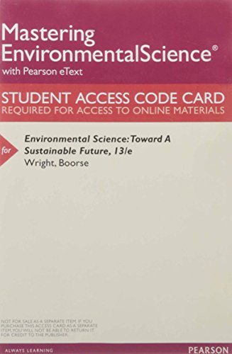 Book MasteringEnvironmentalScience with Pearson EText -- ValuePack Access Card -- for Environmental Science Toward a Sustainable Future free