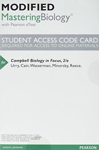 Book Modified MasteringBiology with Pearson eText -- Valuepack Access Card -- for Campbell Biology in Focus free