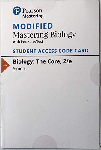 Book Modified MasteringBiology with Pearson eText -- ValuePack Access Card -- for Biology: The Core free