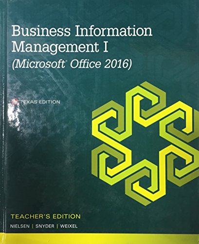 Book Texas Teacher's Wraparound Edition For Business Information Management I (office 2016), 1/e free