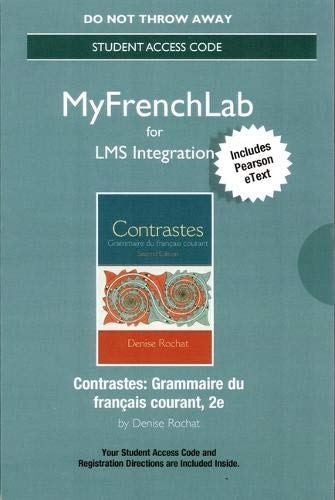 Book LMS Integration: MyLab French with Pearson eText -- Standalone Access Card -- Contrastes: Grammaire du français courant free