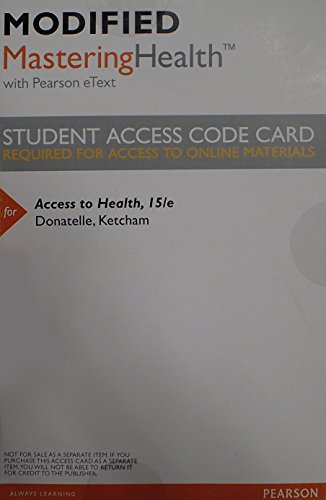 Book MasteringHealth with Pearson eText -- ValuePack Access Card -- for Access to Health free