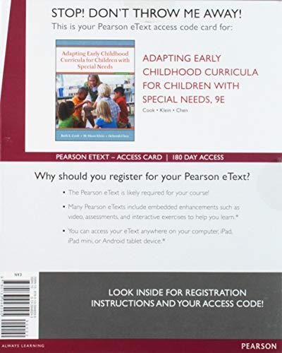 Book Adapting Early Childhood Curricula for Children with Special Needs with Enhanced Pearson eText with Video Analysis Tool -- Access Card Package (9th Edition) free